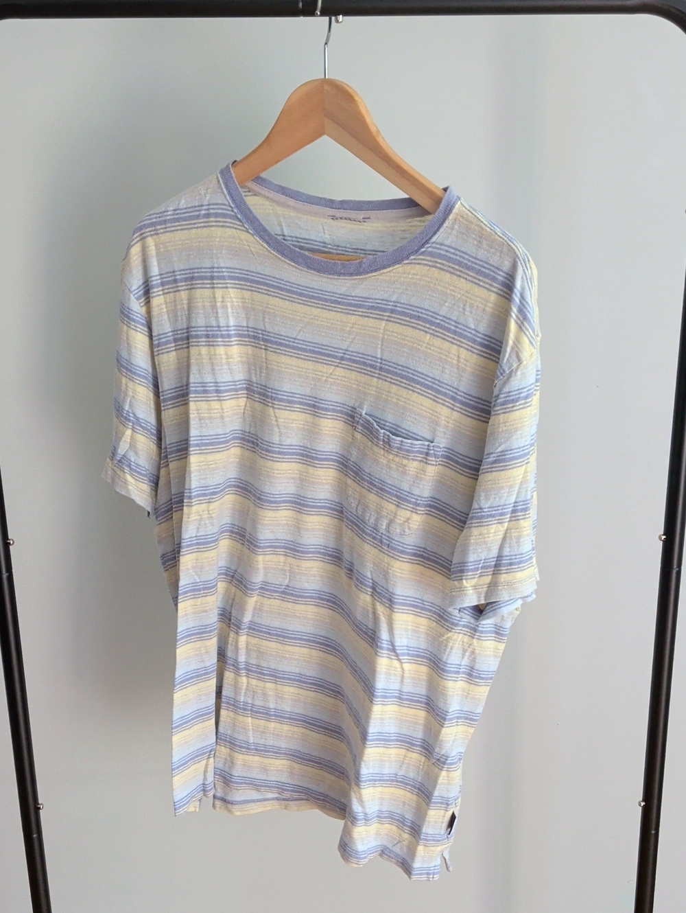 Patagonia Men's Short-Sleeve Striped Pocket Tee in Light Blue & Cream